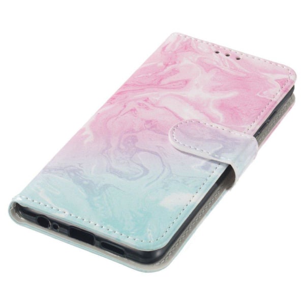 Huawei P30 pattern leather case - Pink / Blue Marble Multicolor