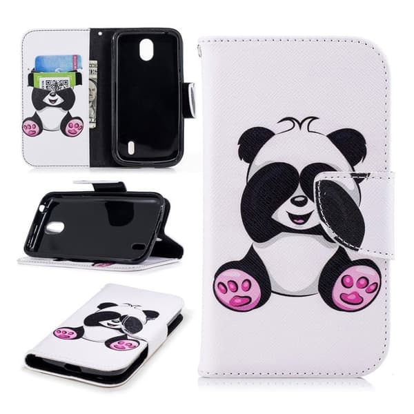 Nokia 1 Etui laget av kunstlær og silikon - Søt panda Multicolor