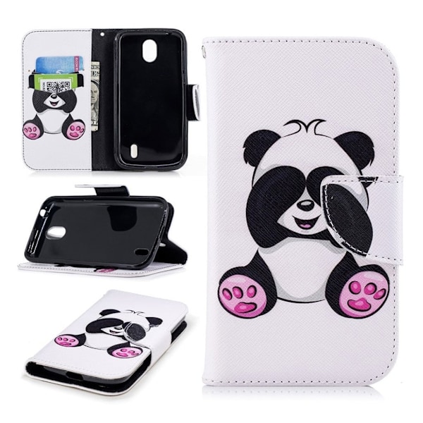 Nokia 1 Printet Mønster PU læder flip etui - sød Panda Multicolor