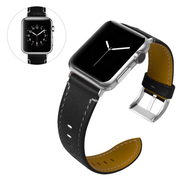 Apple Watch Series 5 / 4 44mm classic genuine leather watch band - Black Svart