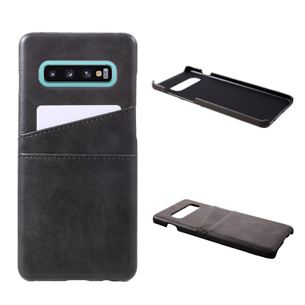 Samsung Galaxy S10 Plus nahkainen suojakotelo korttipaikalla - Musta Black
