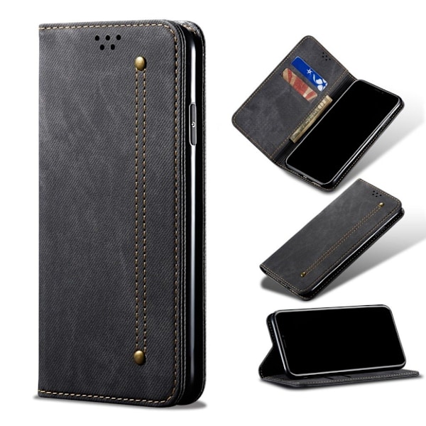 Jeans iPhone 13 Pro flip etui - Sort Black
