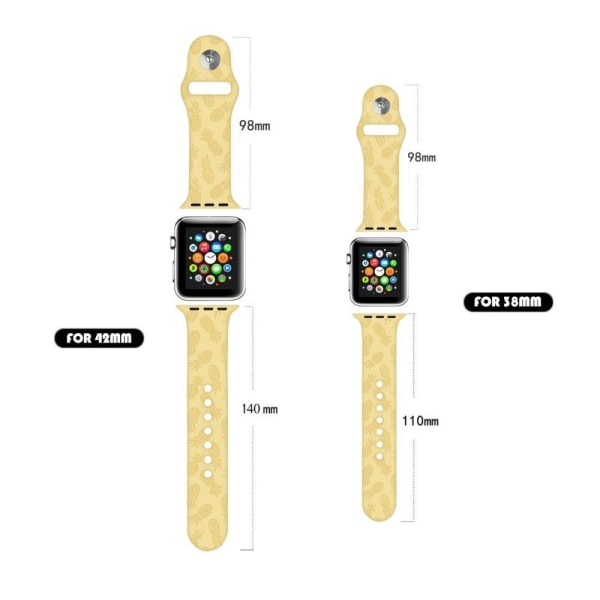 Apple Watch (41mm) yksivärinen kuvioitu silikonikellon hihna - Valkoinen Ananas White