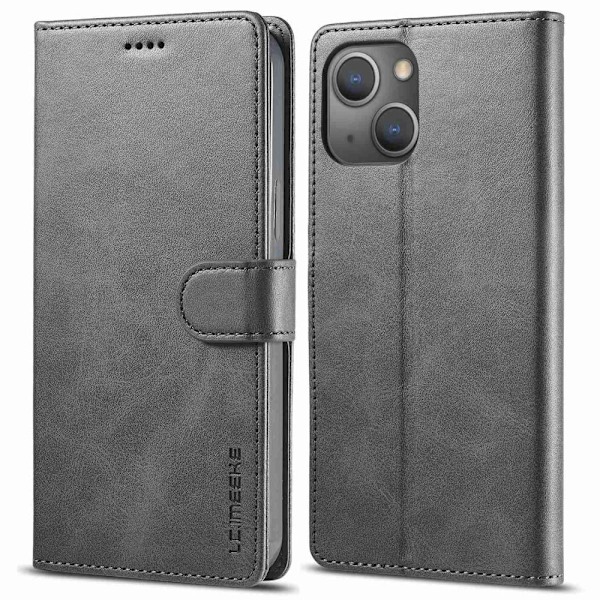 LC.IMEEKE iPhone 14 Plus flip etui - Sølv/Grå Silver grey