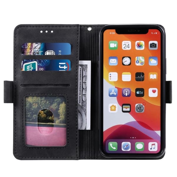 Surburbian iPhone 12 Pro Max læder flip etui - Sort Black