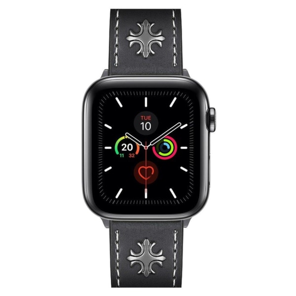 Apple Watch Series 5 / 4 40mm äkta läderarmband i korsform - Svart Svart