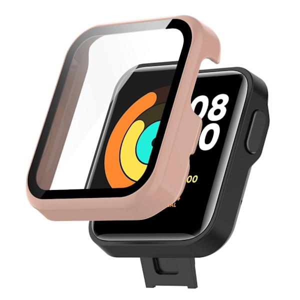 Xiaomi Mi Watch Lite / Redmi Watch simple cover with tempered glass screen protector - Pink Rosa