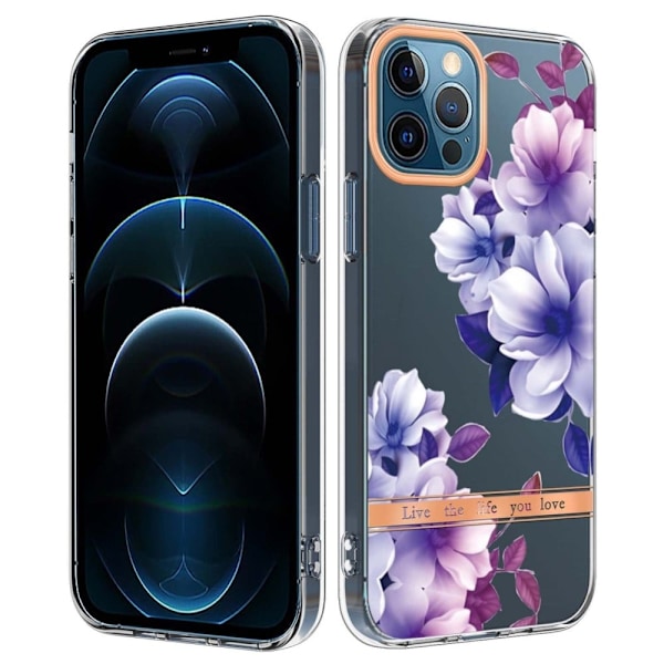 Supertunt och tåligt mjukfodral för iPhone 12 Pro Max - Lila Begonia Lila