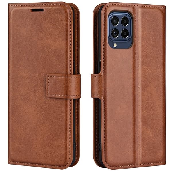 Hållbart konstläder Samsung Galaxy M33 5G fodral med plånbok - Brun Brun