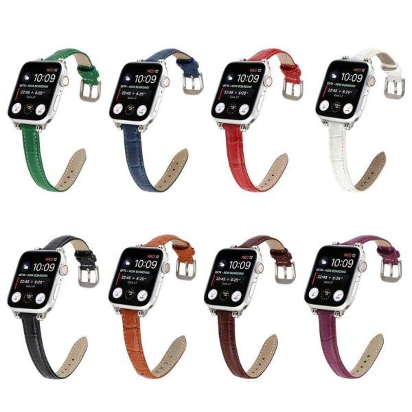 Apple Watch 42mm - 44mm krokotiili-tyylinen aito nahkaranneke - Punainen Red