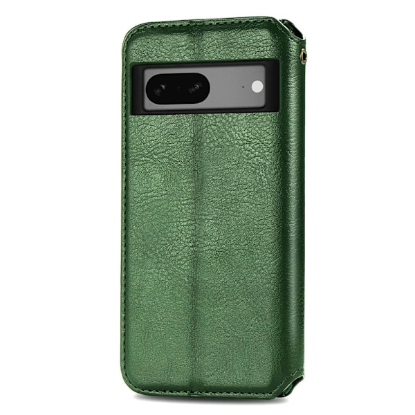 Læder Etui med A Stilfuldt Rhombus Tryk til Google Pixel 7a - Grøn Green