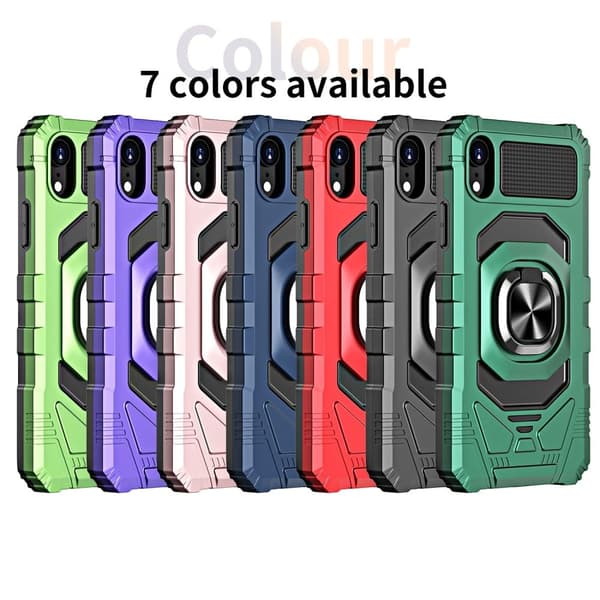 Slitesterk hardplastdeksel med myk innside og støtte for iPhone Xr - Rosa Pink
