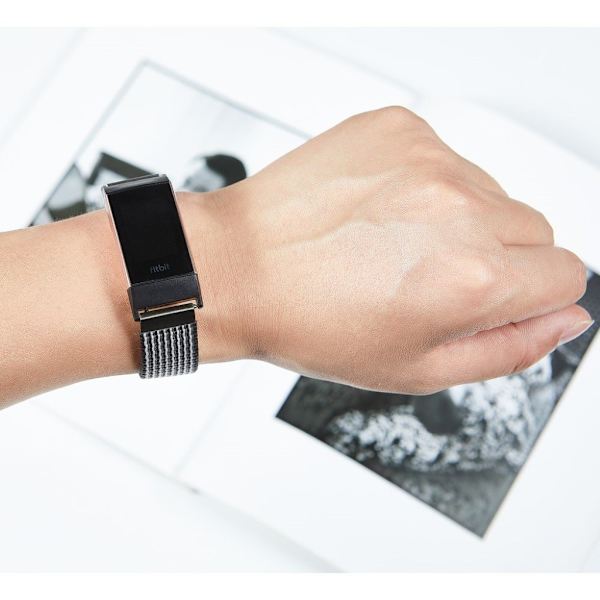 Fitbit Charge 3 Modernt  klockband med spänne - Svart / Vit multifärg