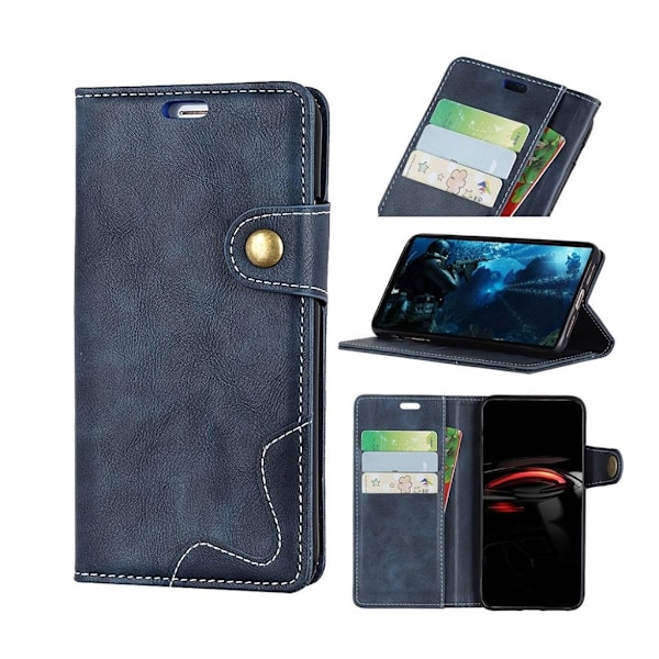 Sony Xperia XZ4 s-formet tekstureret læder flip etui - Blå Blue