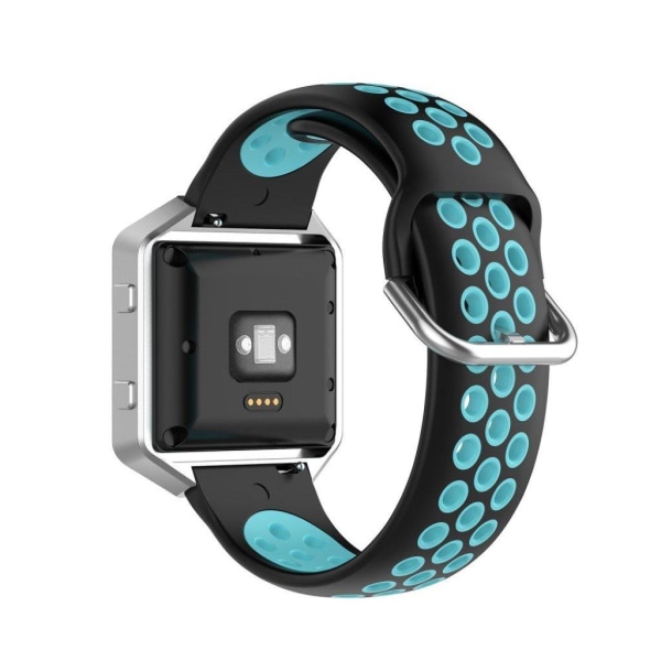 Fitbit Blaze / Versa / Versa Lite / Versa 2 tofarvet silikone urrem - Sort / Blå Blue