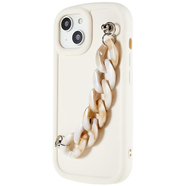 Marmormotiv iPhone 14 Plus skal - Gul / Vit Marmorkedja Vit