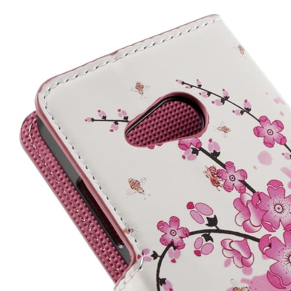 Moberg Microsoft Lumia 550 Lær Etui - Plomme Blomster Multicolor