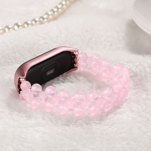 Xiaomi Mi Smart Band 6 / 5 fasjonable beaded klokkerem - Rosa Pink