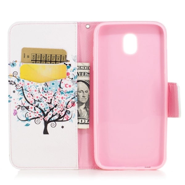 Samsung Galaxy J3 (2017) Læder etui med flot motiv - Blomster træ Multicolor