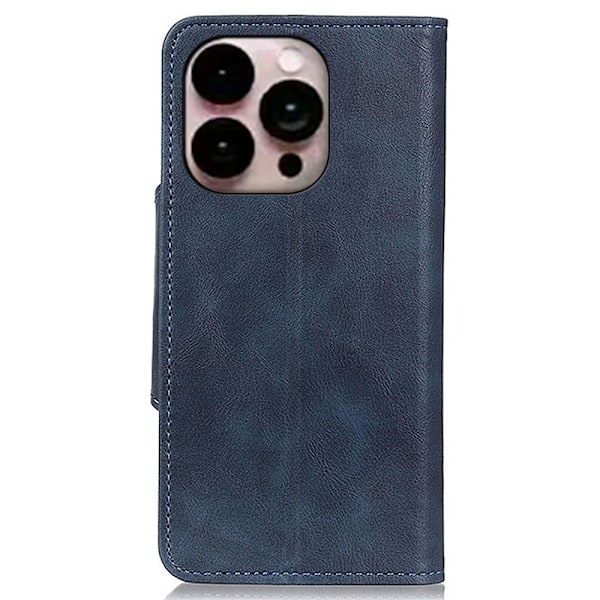 Alpha iPhone 14 Pro Max læder flip etui - Blå Blue