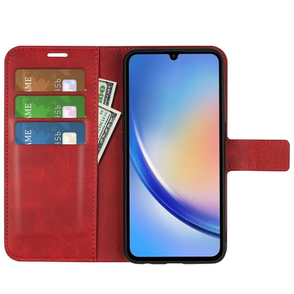 Samsung Galaxy A35 nahkainen lompakokkotelo - Punainen Red