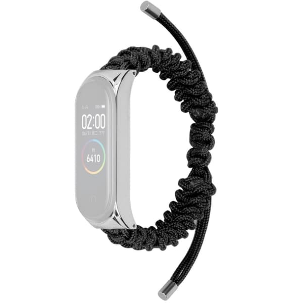 Xiaomi Mi Smart Band 6 / 5 nylon punos kellon hihna - Musta Black