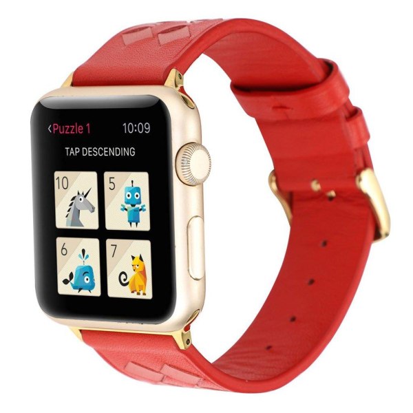 Apple Watch Series 4 40mm vævet ægte læder Urrem - Rød Red