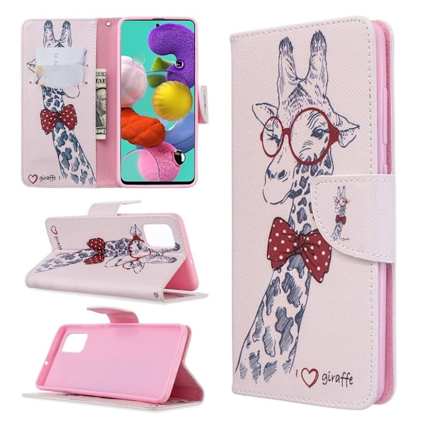 Wonderland Samsung Galaxy A51 etui – Sød giraf med briller Multicolor