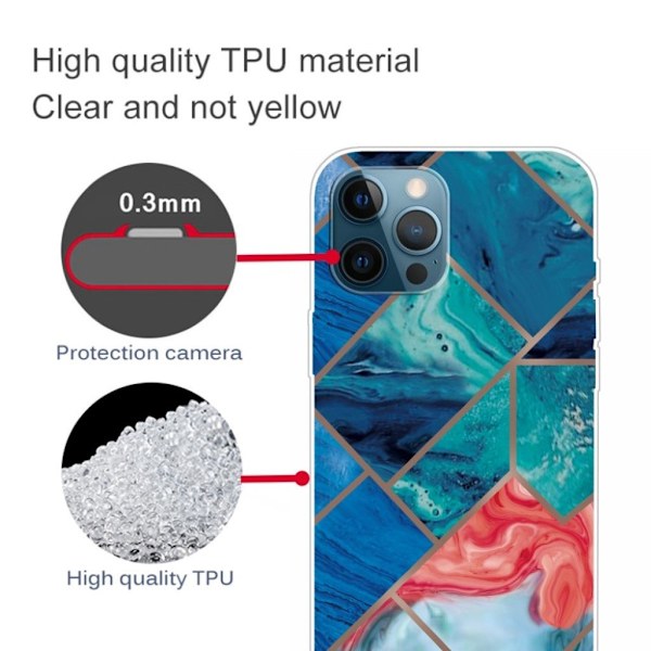 Marmordesign iPhone 13 Pro deksel - Blå Og Oransje Marmor Transparent