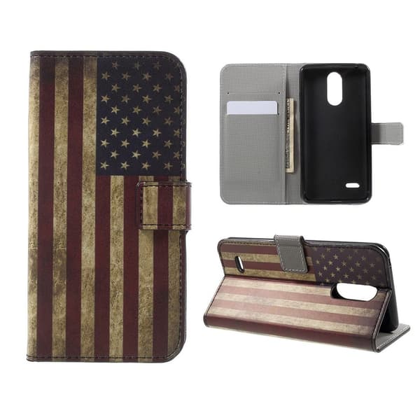 LG K4 2017 Mønstret Lær Flip Etui - Vintage Us Flag Multicolor