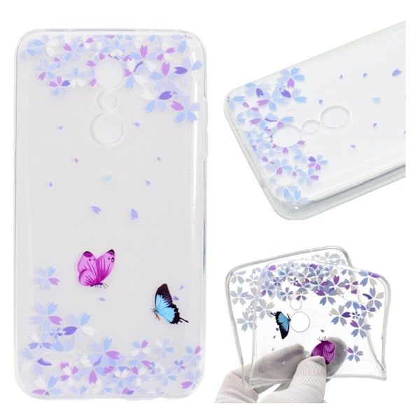 LG K10 (2018) beskyttelsesetui i plastik- og silikone med printet mønster - To sommerfugle Multicolor