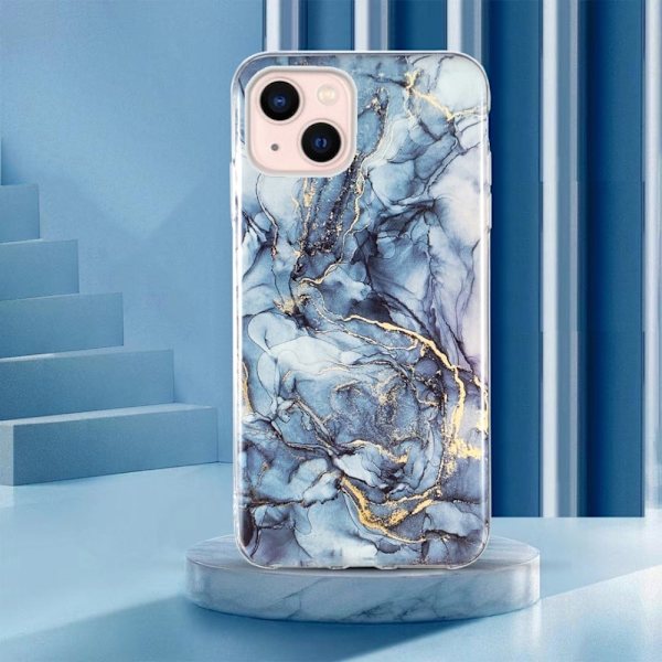 Marmormotiv iPhone 15 skal - Grå Silvergrå