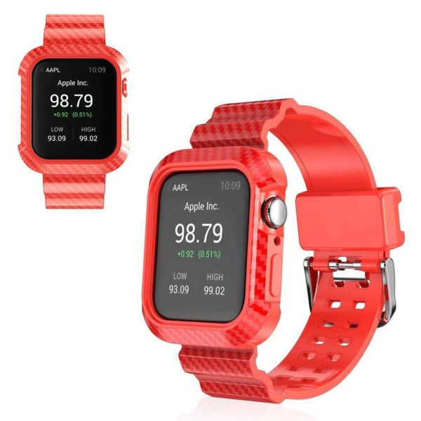 Apple Watch Series 5 / 4 44mm kulfiber silikone urrem - Rød Red