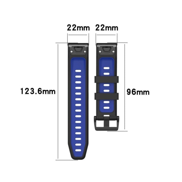 Bi-farvet silikone-urrem til Garmin Fenix 6 / 5 - Sort / Blå Black