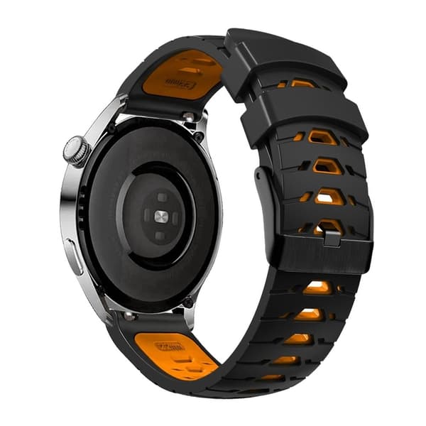 20 mm universel tofarvet silikone-urrem - Sort / Orange Black