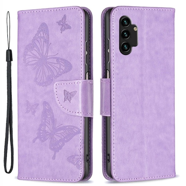 Butterfly läder Samsung Galaxy A13 4G fodral - Lila Lila