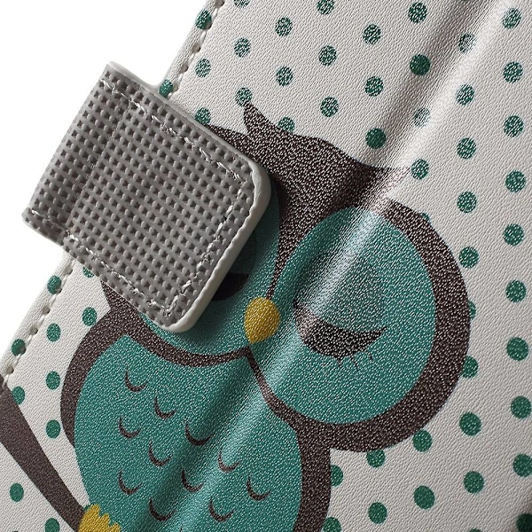 Holberg HTC Desire 530 Nahkakotelo Korttitaskuilla - Torkkuva Pöllö Multicolor