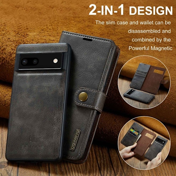 DG.Ming Google Pixel 6a 2-in-1 Pung Etui - Grå Silver grey