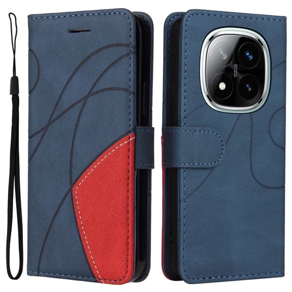 Teksturert læretui med stropp for Xiaomi Redmi Note 14 Pro 5G / Xiaomi Redmi Note 14 Pro Plus 5G - Blå Blue