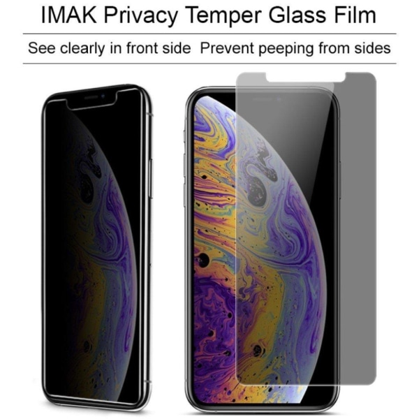 iPhone Xs Max IMAK anti-peep skärmskydd av 9H härdat glas - Mörk Transparent