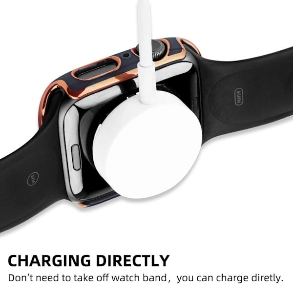 Apple Watch SE 2022 (44mm) suojakuori ja silikonisuojus karkaistulla lasilla - Musta / Kulta Black