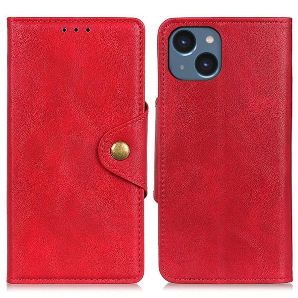Alpha iPhone 14 nahkainen läppäkotelo - Punainen Red