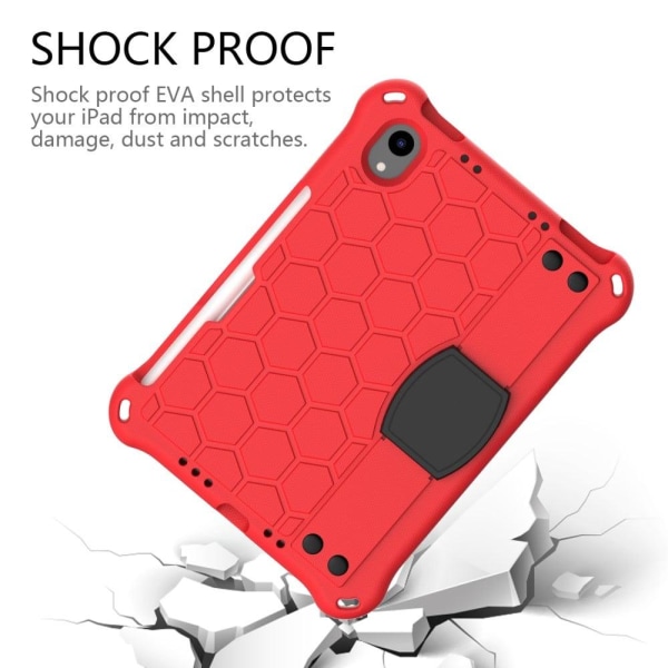 iPad Mini 6 (2021) honeycomb texture EVA cover with strap - Red Red