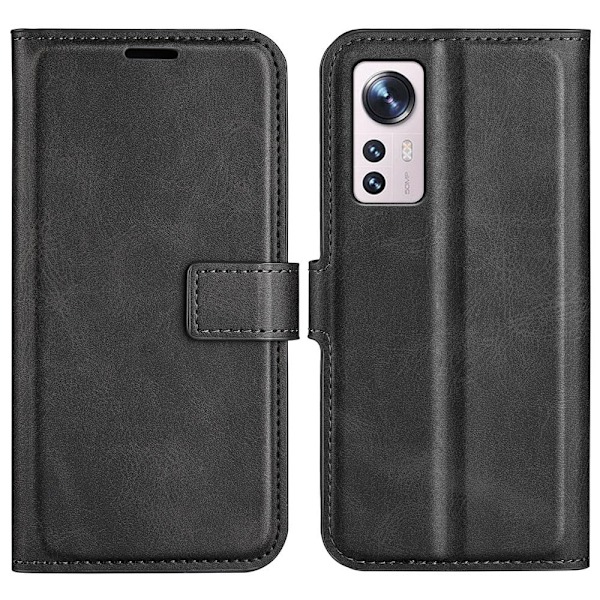 Hållbart konstläder Xiaomi 12 Lite fodral med plånbok - Svart Svart