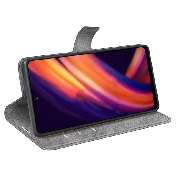Læretui med Lommebok til Motorola Edge 30 Pro / Edge X30 - Grå Silver grey