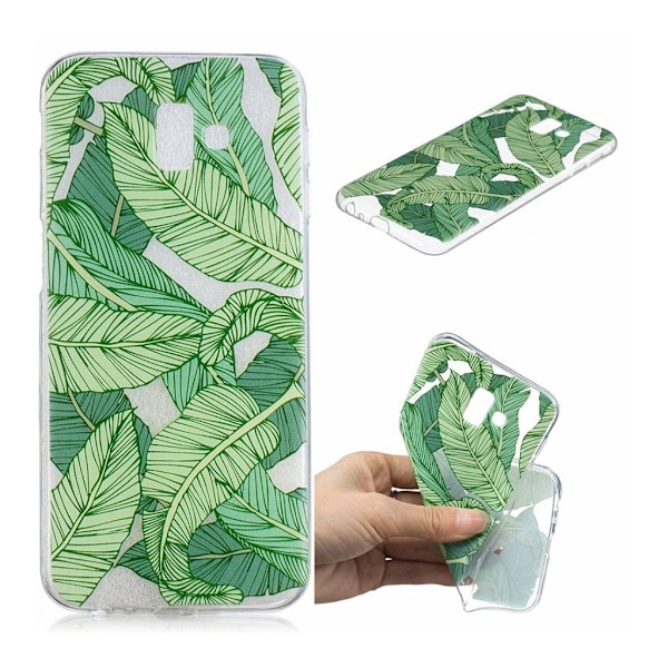 Samsung Galaxy J6 Plus (2018) geléfodral med mönstertryck - Gröna Blad Grön