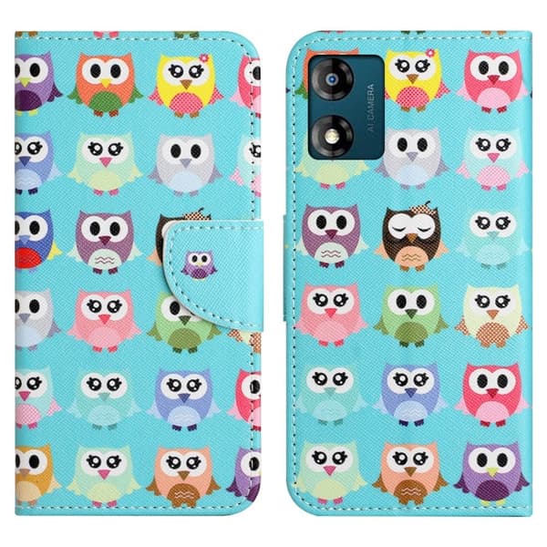 Wonderland Motorola Moto E13 Flippetui - Ugler Multicolor
