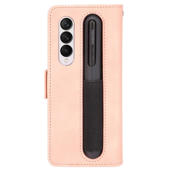 Modern-styled Leather Wallet Suojakotelo For Samsung Galaxy Z Fold3 5G - Pinkki Pink