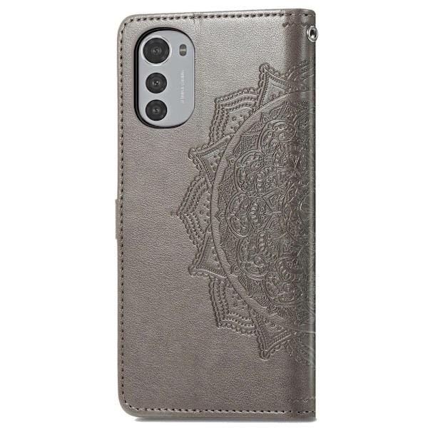 Mandala läder Motorola Moto E32 fodral - Silver/Grå Silvergrå