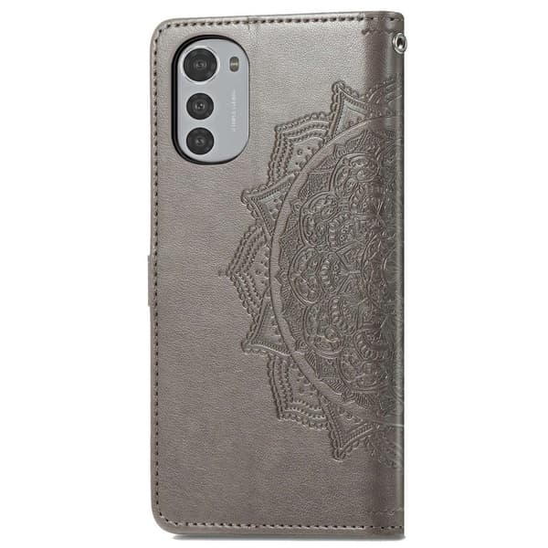 Mandala Motorola Moto E32 Flippetui - Grå Silver grey